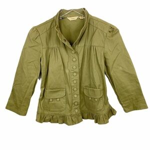 MOTTO Olive Army Green Jacket Ruffled XS